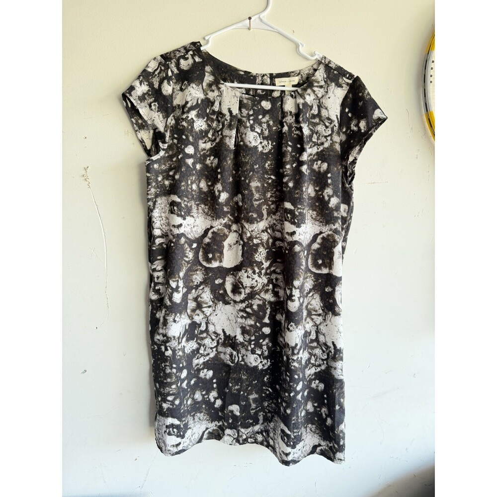 Silence + Noise Black Floral Short Sleeve Mini Dress Womens Size L Casual